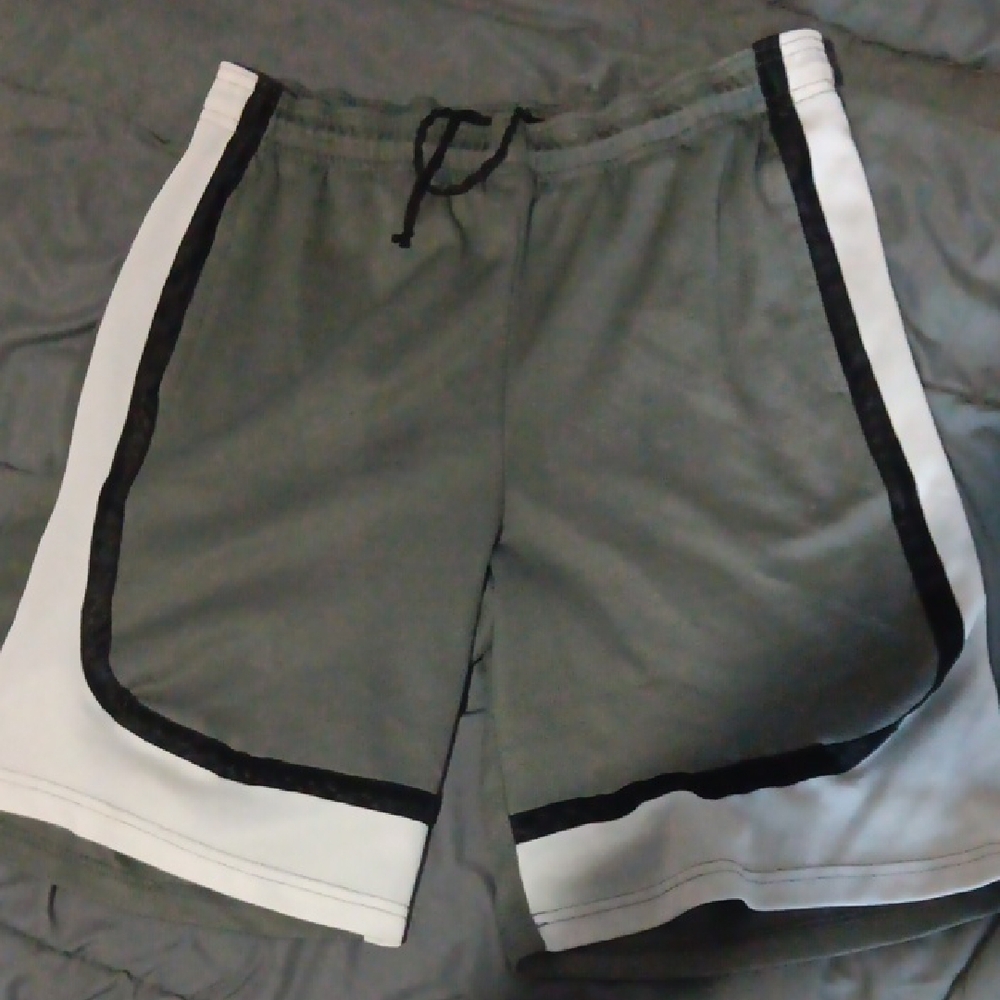 Men's Gray and White Athletic Shorts